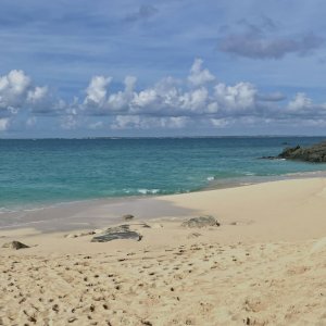 Fine sandy beach with turquoise water for social media production