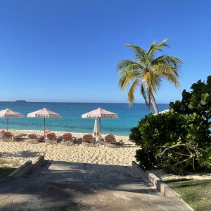 Luxury resort beach with parasols for high end fashion production