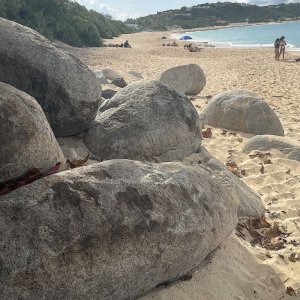 Photo shoot location on seacoast with massive rocks in Saint Martin