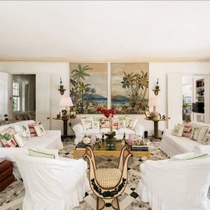 Upscale colonial living room in beach mansion