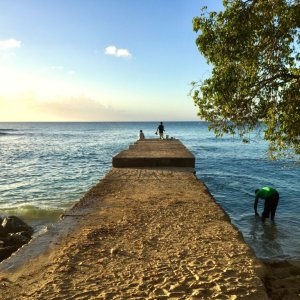 Caribbean stone jettie for fishing boats to embarque and unloading fish catch