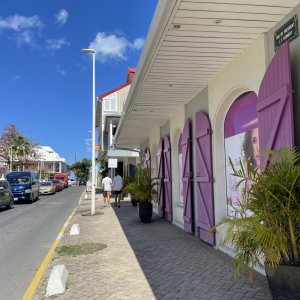 Marigot shopping street with designer boutiques